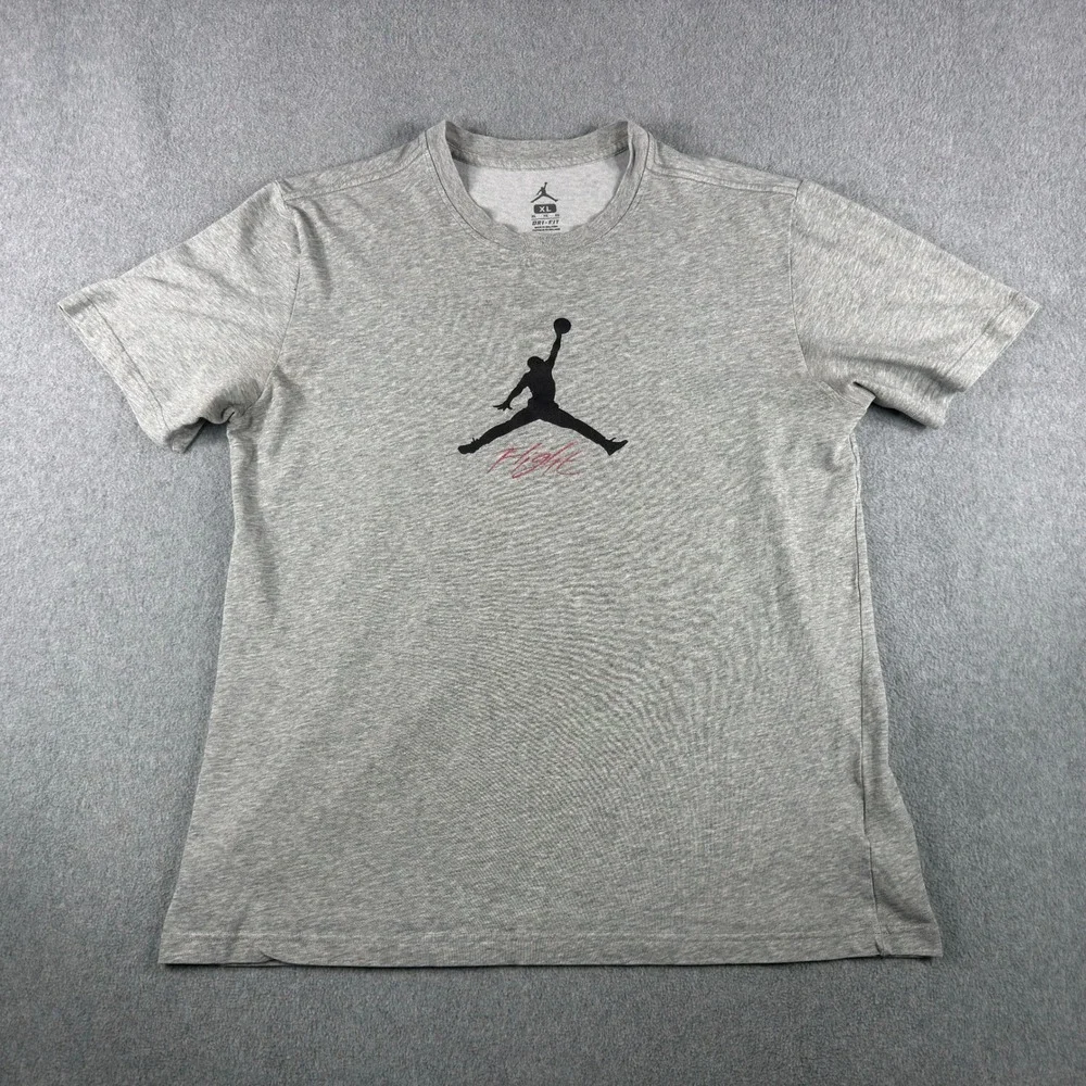 Jordan Mens Dri-FIT Jumpman Logo T-Shirt Heather Gray XL Slim Fit Tee